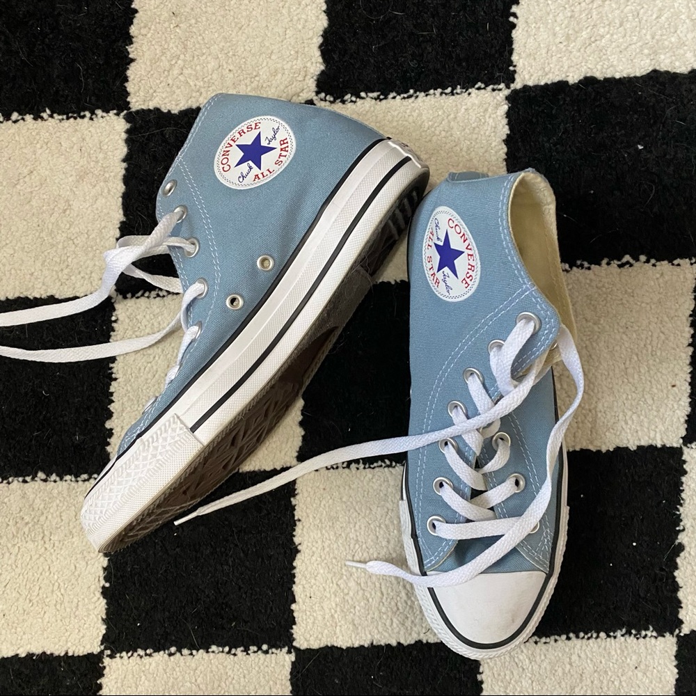 Baby Blue Converse High Tops W8